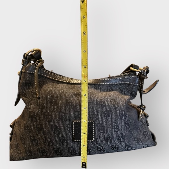 Authentic Dooney & Bourke Black DB Monogram Shoulder Bag w Duck Charm Vintage - Picture 10 of 16